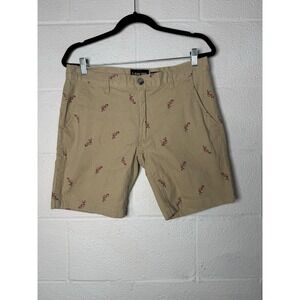 Raw Yarn Industries Flamingo Print Shorts Mens 32 Stretch Twill Chino Preppy